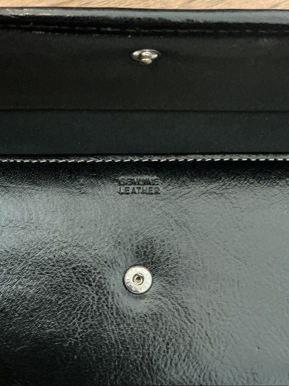 Genuine Leather Black Trifold Wallet with Front Zip Pocket - Picture 4 of 11